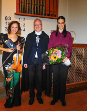 After Literaturgottesdienst in the Evangelic Reformed Church Hergiswil (Switzerland) with Pfarrer Tobias Winkler and organist Sonja Betten; Photo Martin Sax